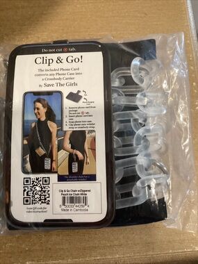 The Girls Clip & Go Clear Chain with Phone Card Pouch - Clear